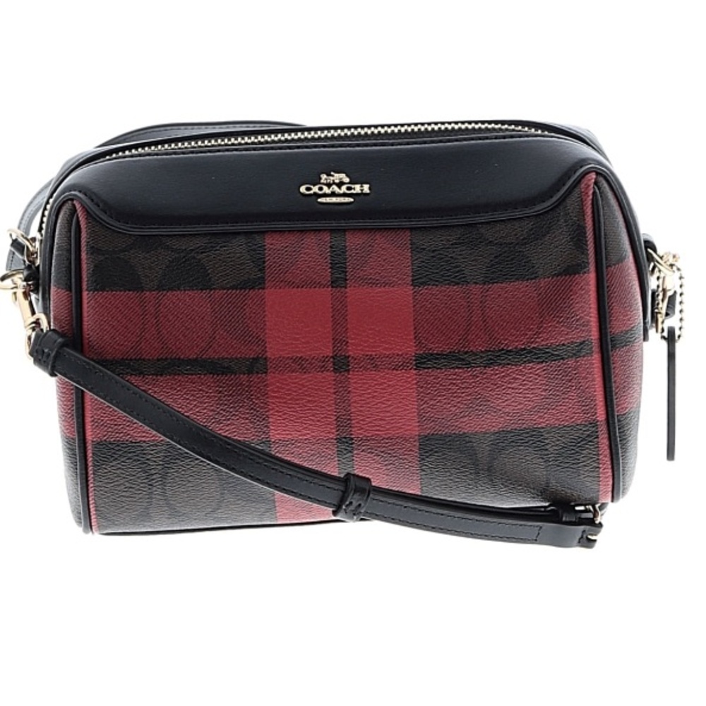 Coach Red and Black  Bennett  Field plaid. EUC!!  NO  CALLOUTS!!